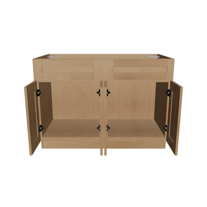 Sink Base Kitchen Cabinet SB48 Shaker Toffee LessCare 48 in. width 34.5 in. height 24 in. depth