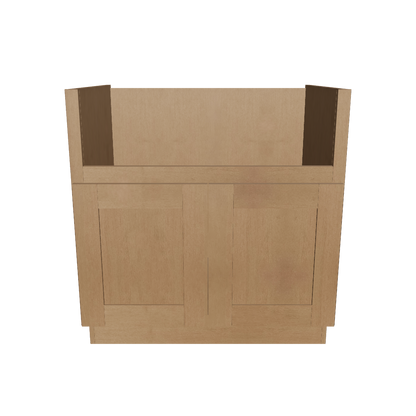 33"W Farmhouse Sink Base Cabinet - Shaker Toffee