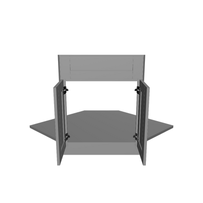 Sink Front Corner Base Kitchen Cabinet SFC42 Colonial Gray LessCare 34.5 in. height 42 in. depth