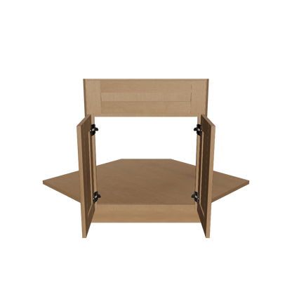 Sink Front Corner Base Kitchen Cabinet SFC42 Shaker Toffee LessCare 34.5 in. height 42 in. depth