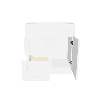 30 W x 21 D x 34.5 H Vanity Sink Base Cabinet with Left Drawers - Alpina White