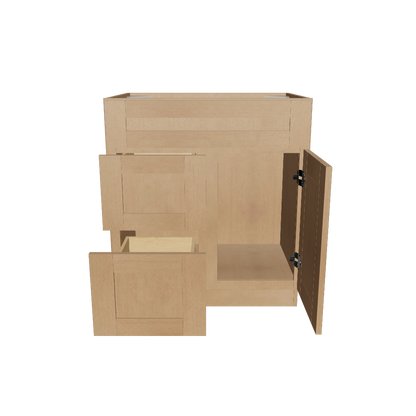 Vanity Sink Base Cabinet with Right Drawers 30 in W x 21 in D x 34 1/2 in H Shaker Toffee