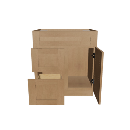 Vanity Sink Base Cabinet with Left Drawers 30 in W x 21 in D x 34 1/2 in H Shaker Toffee