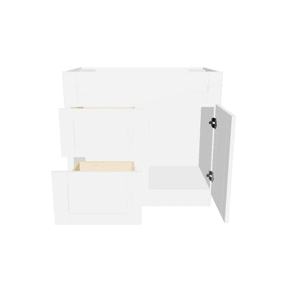 36 W x 21 D x 34.5 H Vanity Sink Base Cabinet with Left Drawers - Alpina White