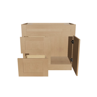 Vanity Sink Base Cabinet with Left Drawers 36 in W x 21 in D x 34 1/2 in H Shaker Toffee