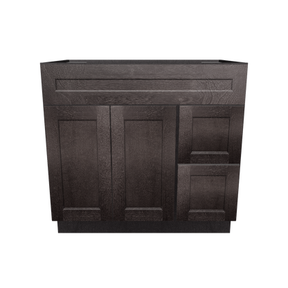 Vanity Sink Base Cabinet with Right Drawers 36 W x 21 D x 34 H - Milan Slate