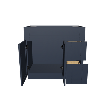 36 in W x 34 1/2 in H x 21 in D Vanity Sink Base Cabinet with Right Drawers Danbury Blue