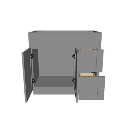 36 W x 21 D x 34.5 H Vanity Sink Base Cabinet with Right Drawers - Colonial Gray