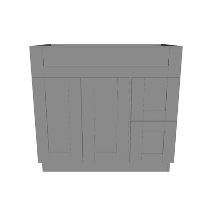 36 W x 21 D x 34.5 H Vanity Sink Base Cabinet with Right Drawers - Colonial Gray