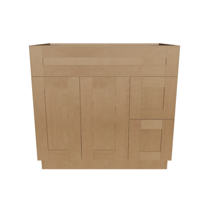 Vanity Sink Base Cabinet with Right Drawers 36 in W x 21 in D x 34 1/2 in H Shaker Toffee