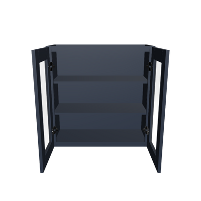 Frosted Glass Door Wall Kitchen Cabinet WMD3030 Danbury Blue LessCare 30 in. width 30 in. height 12 in. depth