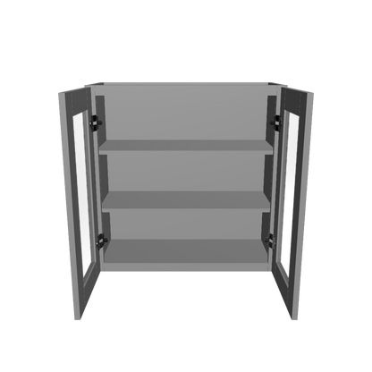 Frosted Glass Door Wall Kitchen Cabinet WMD3030 Colonial Gray LessCare 30 in. width 30 in. height 12 in. depth