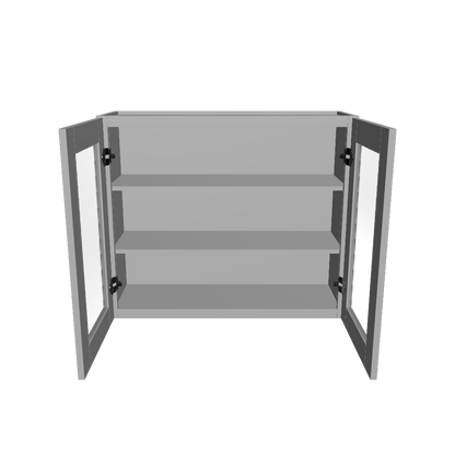 Frosted Glass Door Wall Kitchen Cabinet WMD3630 Colonial Gray LessCare 36 in. width 30 in. height 12 in. depth