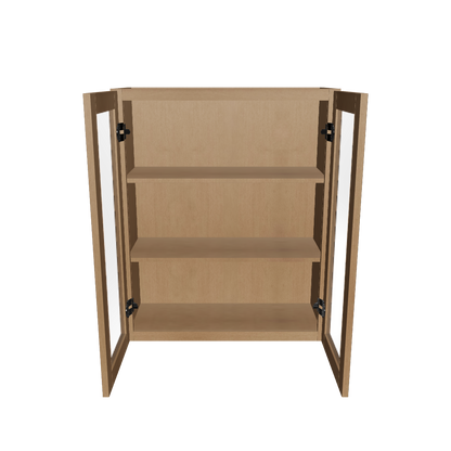 Frosted Glass Door Wall Kitchen Cabinet WMD3036 Shaker Toffee 30 in. width 36 in. height 12 in. depth