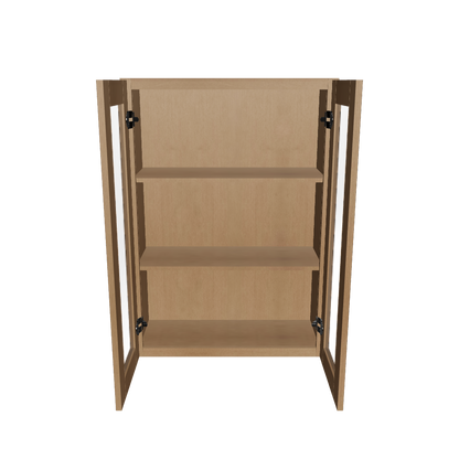 Frosted Glass Door Wall Kitchen Cabinet WMD3042 Shaker Toffee 30 in. width 42 in. height 12 in. depth