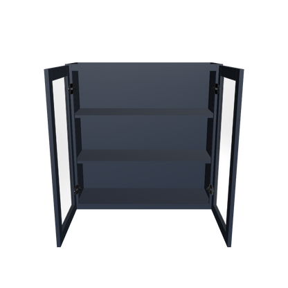 Frosted Glass Door Wall Kitchen Cabinet WMD3636 Danbury Blue LessCare 36 in. width 36 in. height 12 in. depth