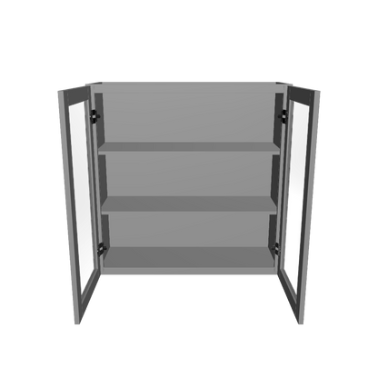 Frosted Glass Door Wall Kitchen Cabinet WMD3636 Colonial Gray LessCare 36 in. width 36 in. height 12 in. depth