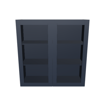 Frosted Glass Door Wall Kitchen Cabinet WMD3636 Danbury Blue LessCare 36 in. width 36 in. height 12 in. depth