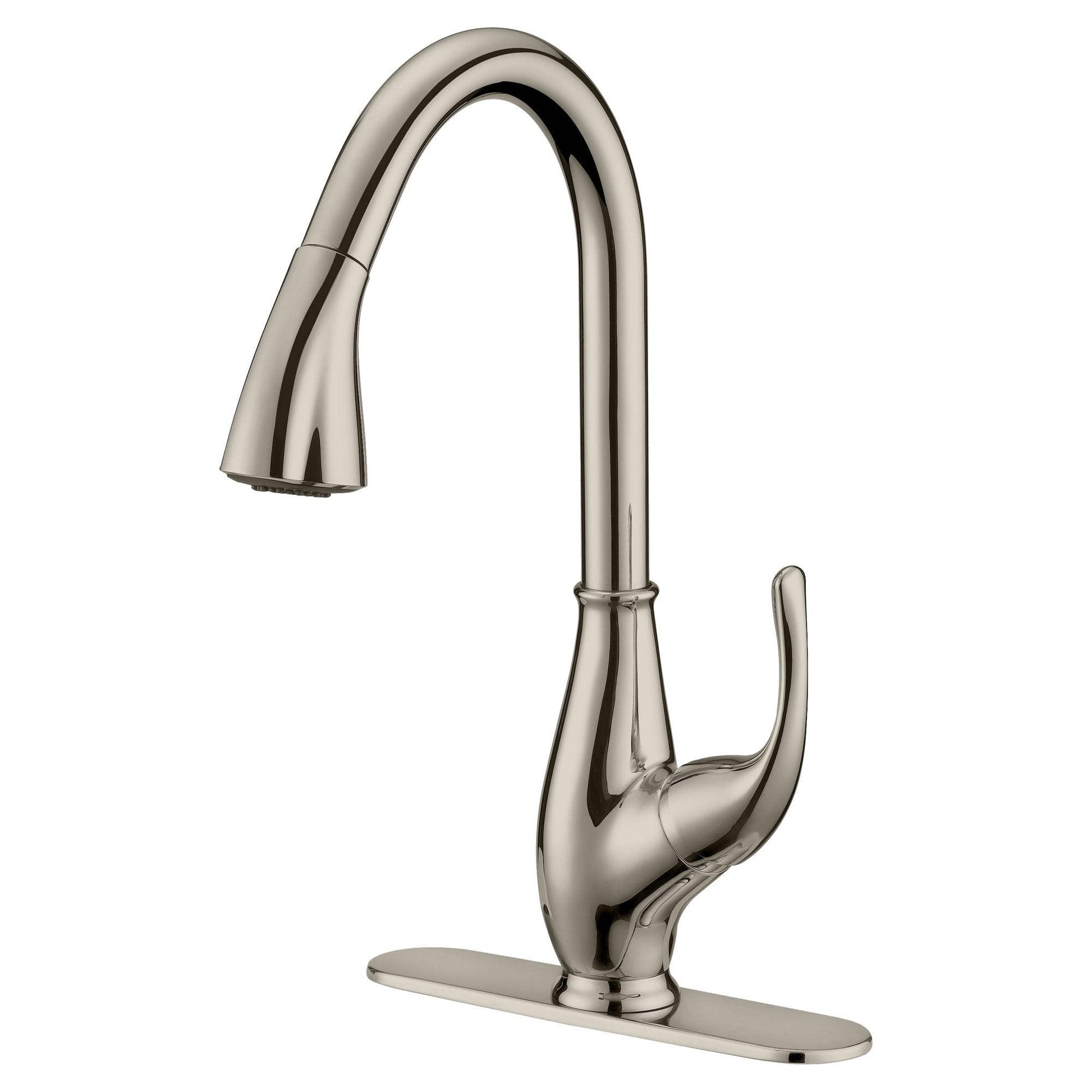 Pull Down Kitchen Faucet LK7B Deck-Plate Brushed Nickel - Faucets