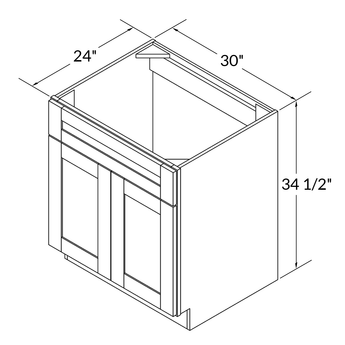 Sink Base Kitchen Cabinet SB30 Shaker Toffee LessCare 30 in. width 34.5 in. height 24 in. depth