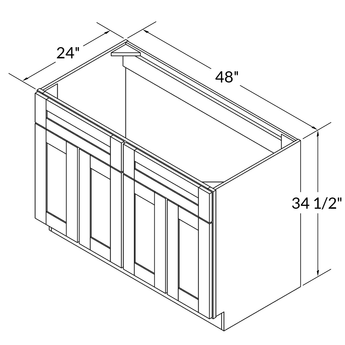 Sink Base Kitchen Cabinet SB48 Shaker Toffee LessCare 48 in. width 34.5 in. height 24 in. depth