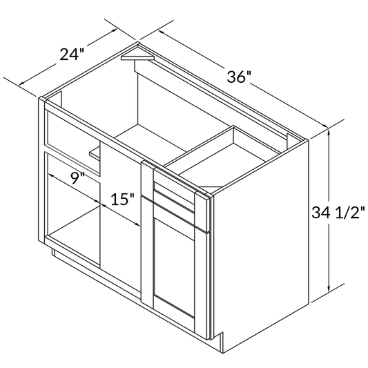 Blind Corner Base Kitchen Cabinet SCB36 Milan Slate 36 in. width 34.5 in. height 24 in. depth