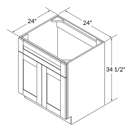 Sink Base Kitchen Cabinet SB24 Danbury Blue LessCare 24 in. width 34.5 in. height 24 in. depth - Kitchen Cabinets