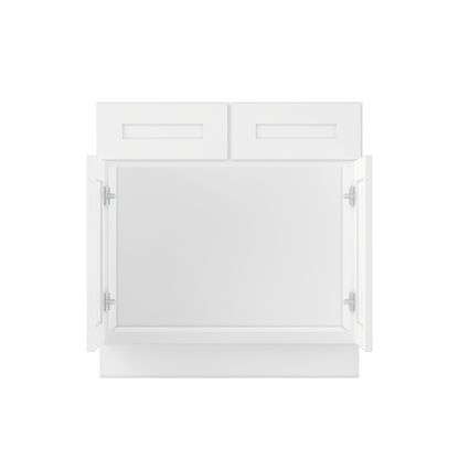 Sink Base Kitchen Cabinet SB33 Alpina White LessCare 33 in. width 34.5 in. height 24 in. depth - Kitchen Cabinets