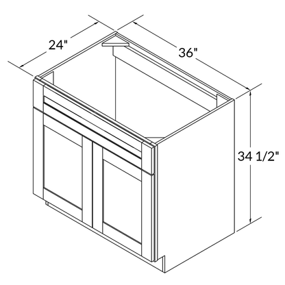 Sink Base Kitchen Cabinet SB36 Colonial Gray LessCare 36 in. width 34.5 in. height 24 in. depth - Kitchen Cabinets