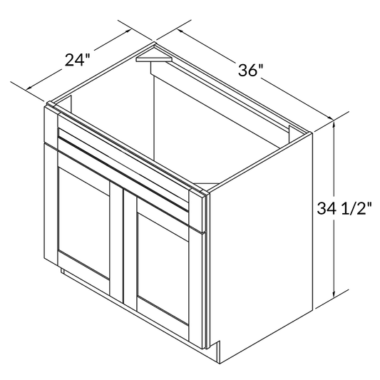 Sink Base Kitchen Cabinet SB36 Colonial Gray LessCare 36 in. width 34.5 in. height 24 in. depth - Kitchen Cabinets
