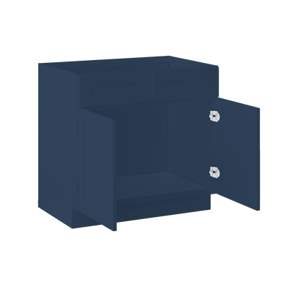 Sink Base Kitchen Cabinet SB36 Danbury Blue LessCare 36 in. width 34.5 in. height 24 in. depth - Kitchen Cabinets