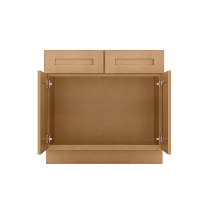 Sink Base Kitchen Cabinet SB36 Shaker Toffee LessCare 36 in. width 34.5 in. height 24 in. depth - Kitchen Cabinets
