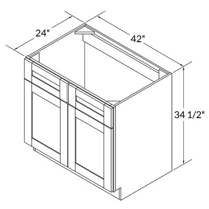 Sink Base Kitchen Cabinet SB42 Alpina White LessCare 42 in. width 34.5 in. height 24 in. depth - Kitchen Cabinets