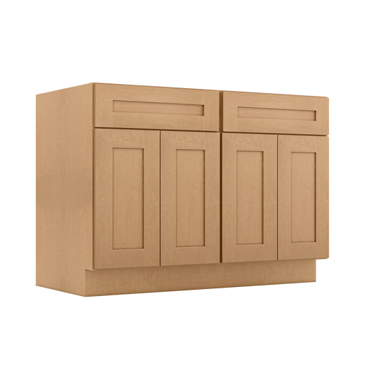Sink Base Kitchen Cabinet SB48 Shaker Toffee LessCare 48 in. width 34.5 in. height 24 in. depth - Kitchen Cabinets