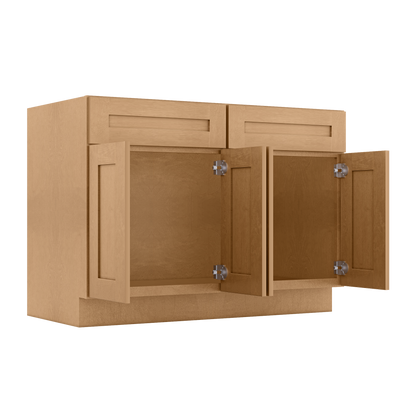 Sink Base Kitchen Cabinet SB48 Shaker Toffee LessCare 48 in. width 34.5 in. height 24 in. depth - Kitchen Cabinets