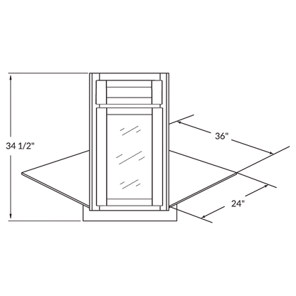 Sink Front Corner Base Kitchen Cabinet SFC36 Shaker Toffee LessCare 34.5 in. height 36 in. depth - Kitchen Cabinets