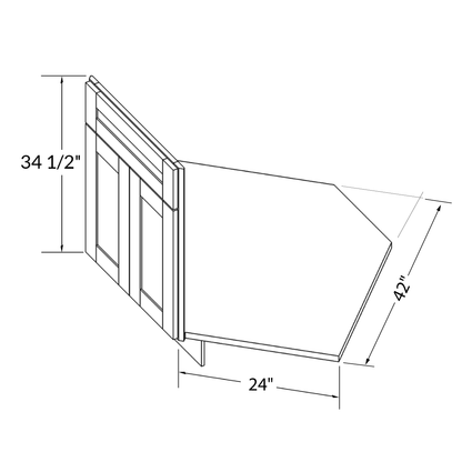 Sink Front Corner Base Kitchen Cabinet SFC42 Newport LessCare 34.5 in. height 42 in. depth - Kitchen Cabinets