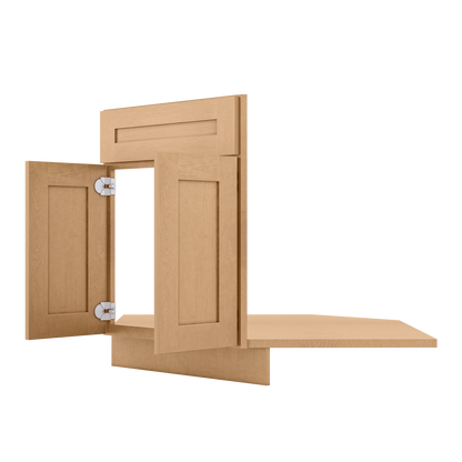 Sink Front Corner Base Kitchen Cabinet SFC42 Shaker Toffee LessCare 34.5 in. height 42 in. depth - Kitchen Cabinets