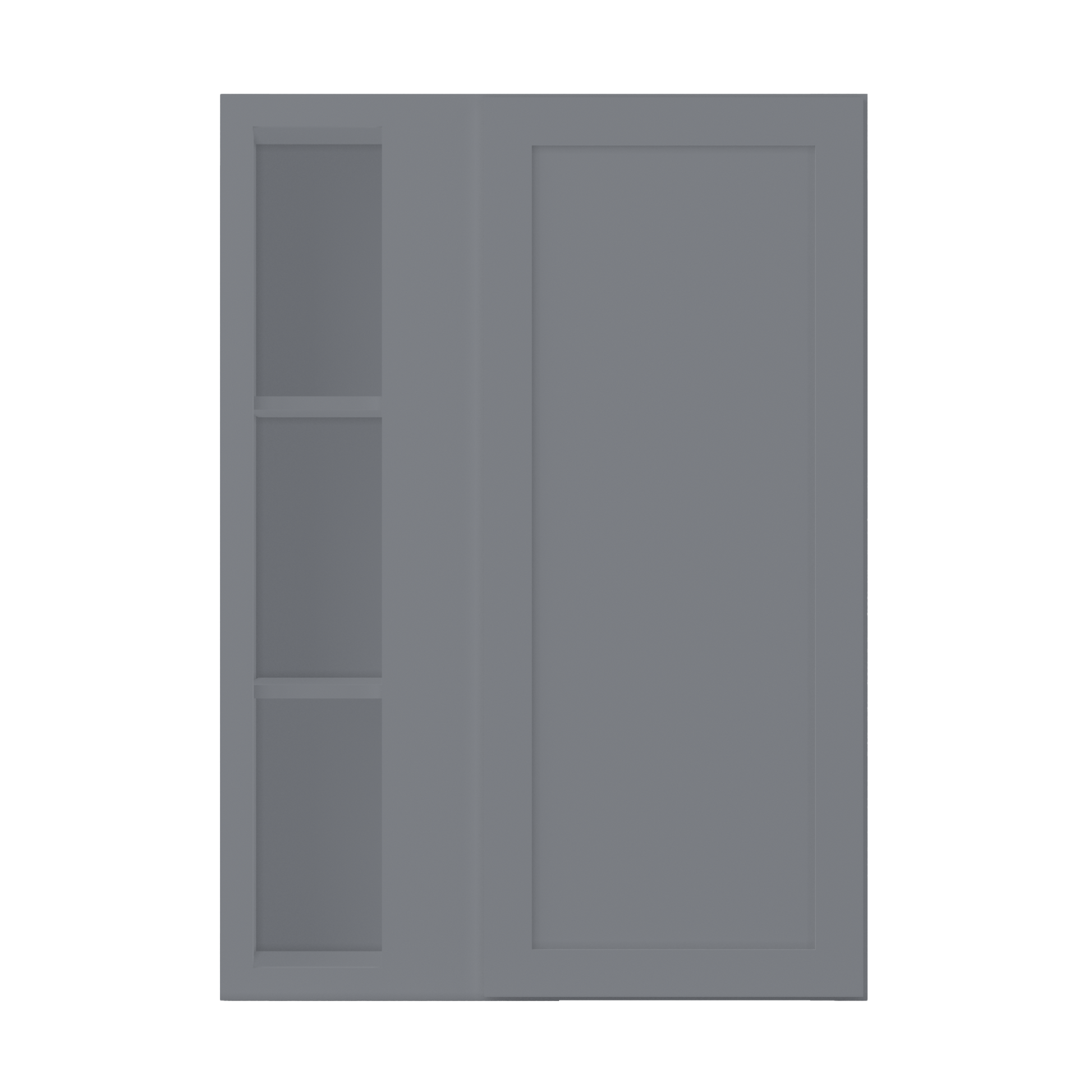 Square Corner Wall Blind Reversible Kitchen Cabinet SC3042 Colonial Gray LessCare 30 in. width 42 in. height 12 in.