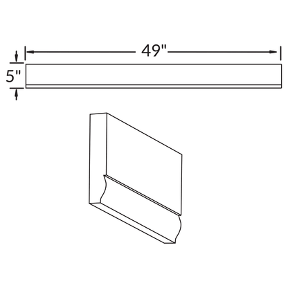 Straight Valance Molding V549ST Danbury Blue LessCare 5 in. height 49 in. depth - Kitchen Cabinets