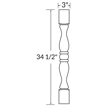 Table Post Molding TP3 Shaker Toffee LessCare 3 in. width 34.5 in. height