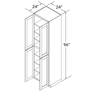 Utility Kitchen Cabinet U2496 Milan Slate LessCare 24 in. width 96 in. height 24 in. depth