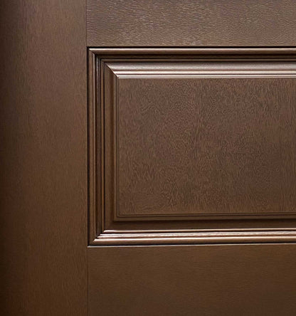 Ulysses 36 in. x 80 in. 3/4 Lite Decorative Glass Stained Dark Walnut Prehung Fiberglass Exterior Door with Brickmold
