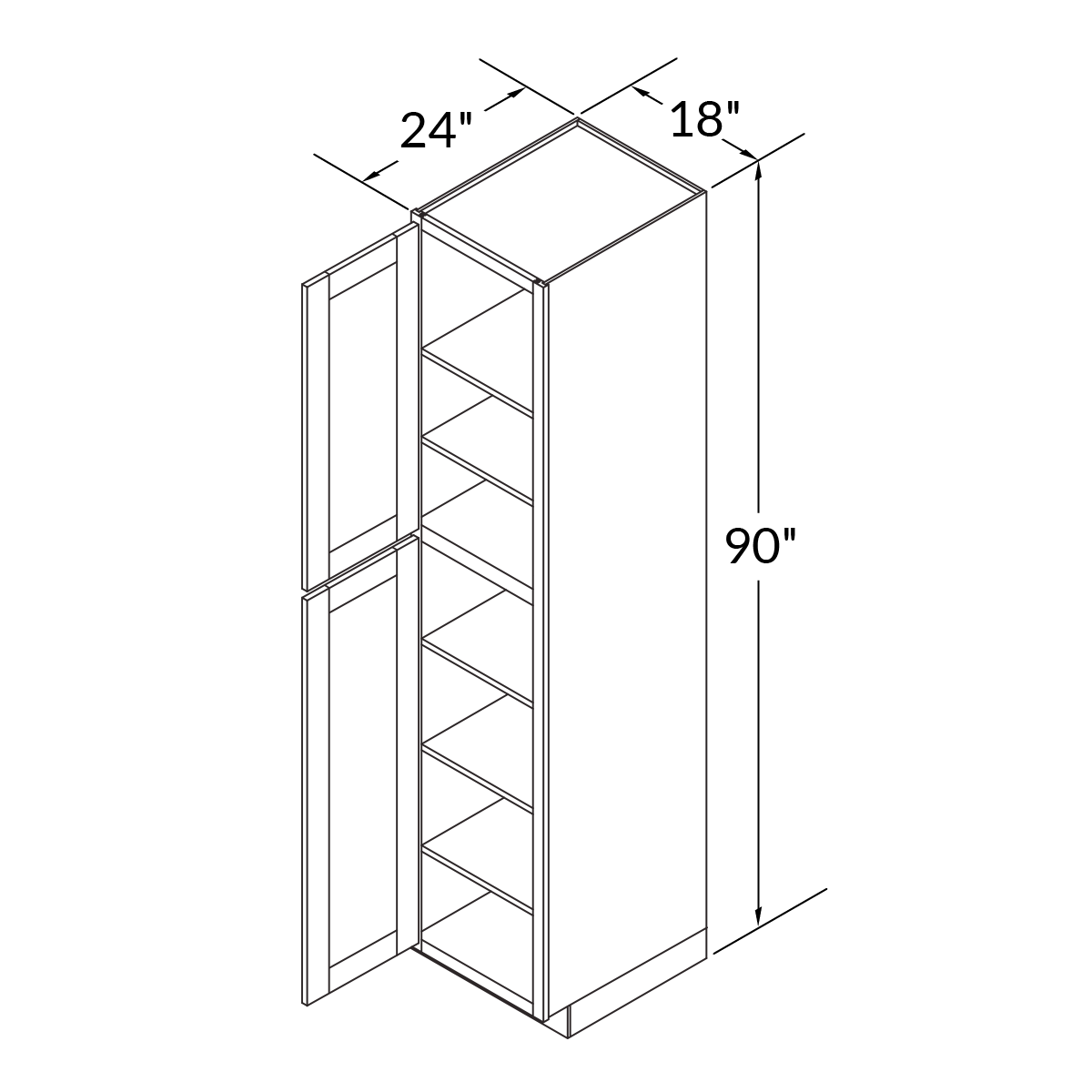 Utility Kitchen Cabinet U1890 Newport LessCare 18 in. width 90 in. height 24 in. depth - Kitchen Cabinets
