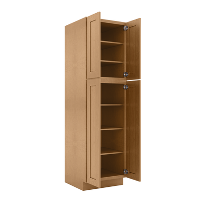 Utility Kitchen Cabinet U2484 Shaker Toffee LessCare 24 in. width 84 in. height 24 in. depth - Kitchen Cabinets