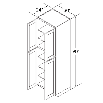 Utility Kitchen Cabinet U3090 Alpina White LessCare 30 in. width 90 in. height 24 in. depth - Kitchen Cabinets