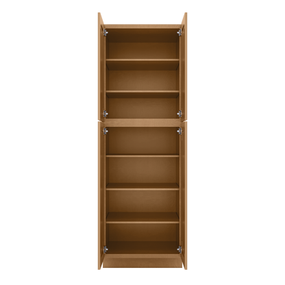 Utility Kitchen Cabinet U3090 Shaker Toffee LessCare 30 in. width 90 in. height 24 in. depth - Kitchen Cabinets