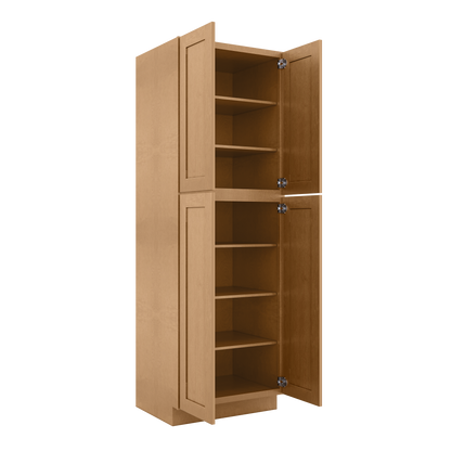 Utility Kitchen Cabinet U3090 Shaker Toffee LessCare 30 in. width 90 in. height 24 in. depth - Kitchen Cabinets