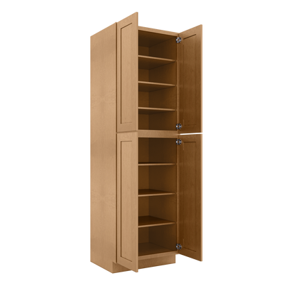 Utility Kitchen Cabinet U3096 Shaker Toffee 30’’W x 84’’H x 24’’D - Kitchen Cabinets