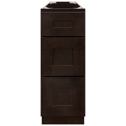 Vanity Drawer Base Cabinet 12 Inch Wide x 21 Inch Deep x 34 1/2 Inch High Espresso Shaker Series Bathroom Vanities